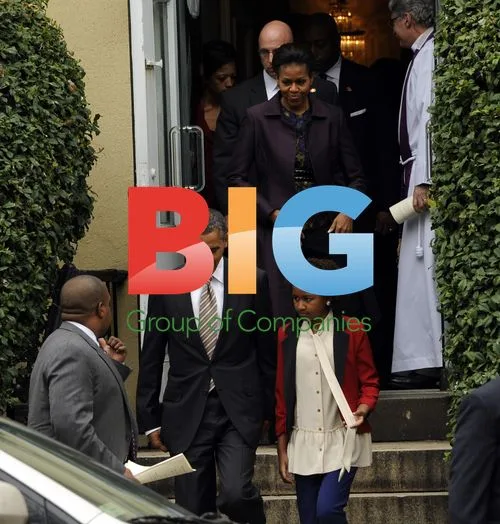 Obama Family Leaving Church