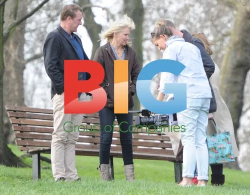 Phil Tufnell and Anneka Rice Filming in London Park