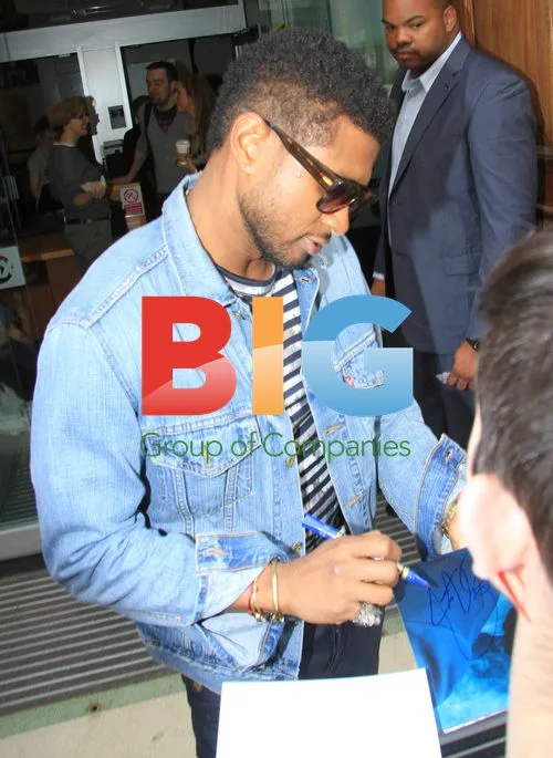 Usher Arrives at BBC Radio 1 Studios