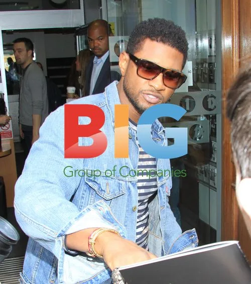 Usher Arrives at BBC Radio 1 Studios
