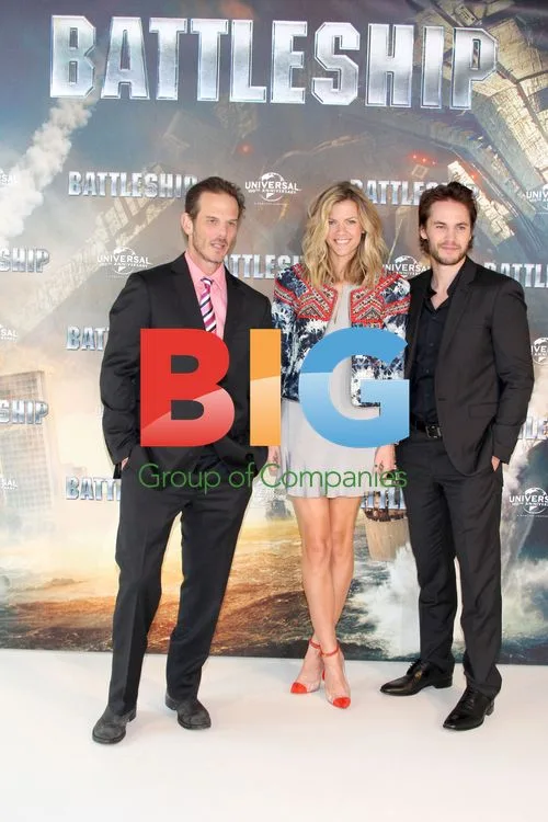 Peter Berg, Brooklyn Decker and Taylor Kitsch at \"Battleship\" Photocall