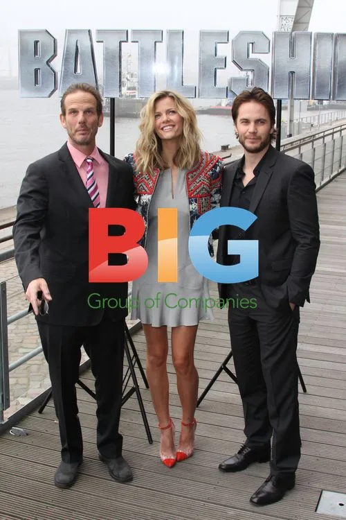 Peter Berg, Brooklyn Decker and Taylor Kitsch at 'Battleship' Photocall