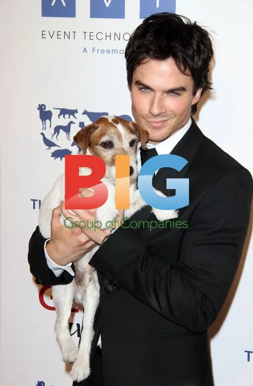 Ian Somerhalder and Uggie the Dog at Genesis Awards