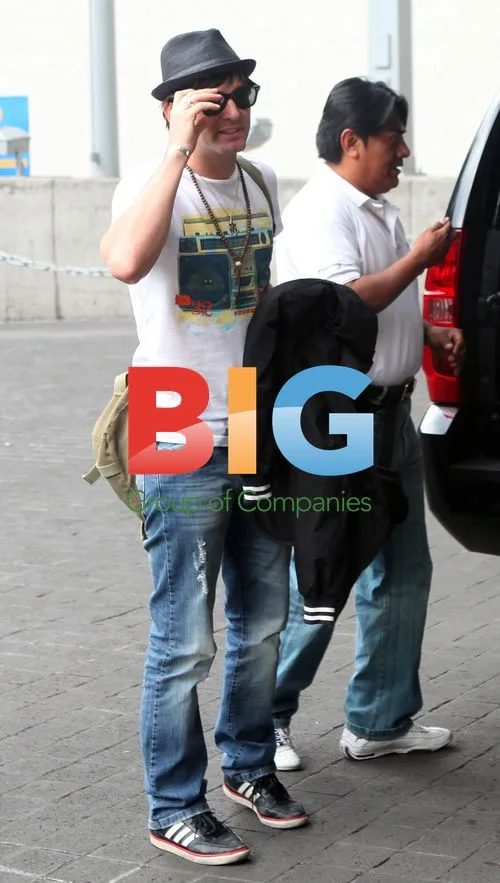 Argentine Singer Axel Arriving at Hotel in Mexico City