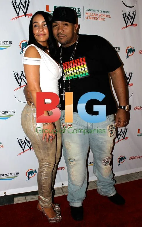 Timbaland and Monique Idlett Mosley at Wrestlemania