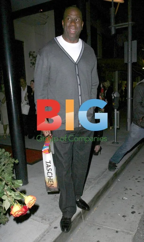Magic Johnson Leaving Mastros Steakhouse