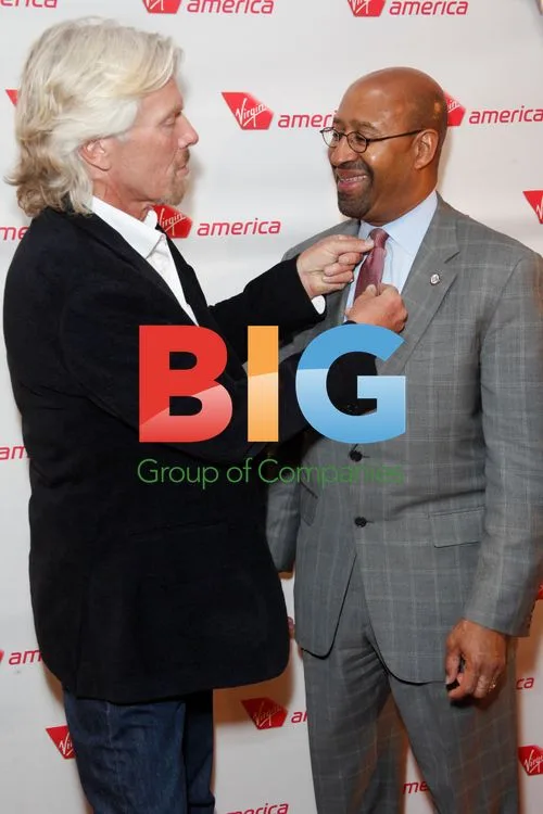 Sir Richard Branson and Michael Nutter at Virgin America launch party