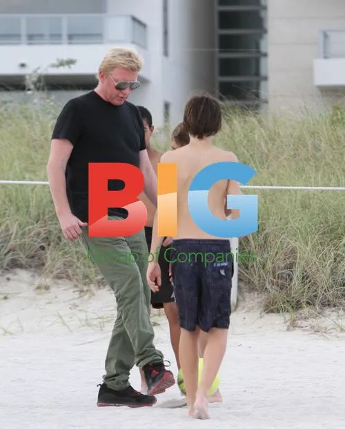 Boris Becker and Family Beach Day in Miami