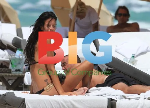 Arnaud Lagardere and Jade Foret on Miami Beach