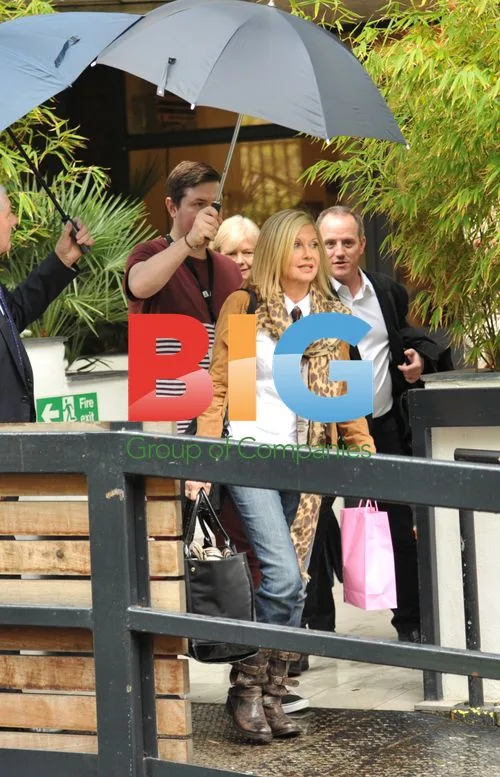 Reece Ritchie and Olivia Newton John at ITV Studios
