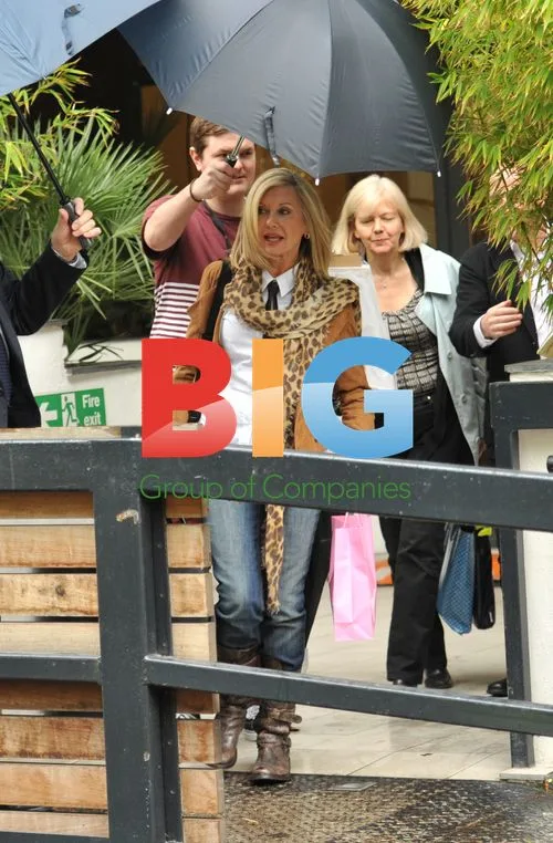 Reece Ritchie and Olivia Newton John at ITV Studios