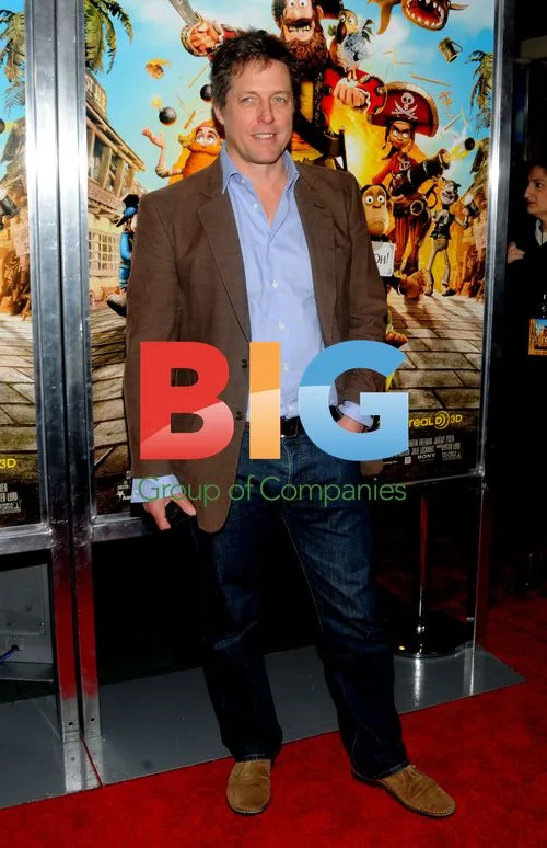 Hugh Grant and Peter Lord at Pirates Screening