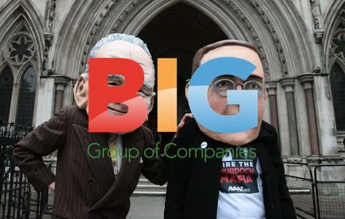 James and Rupert Murdoch Protest Outside Leveson Inquiry