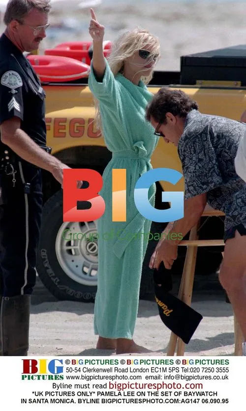 Pamela Lee on set of Baywatch in Santa Monica