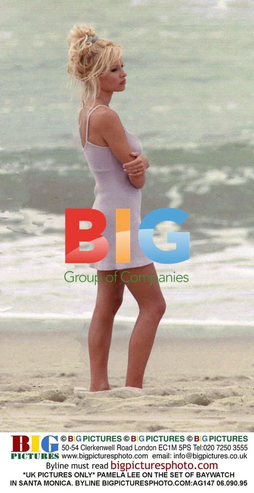 Pamela Lee on Baywatch set in Santa Monica