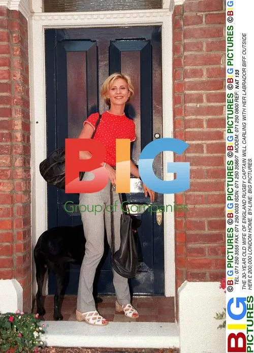 Will Carling's Wife and Dog Outside London Home
