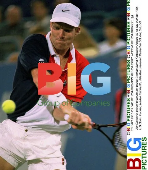 Jim Courier Returns Ball to Bernd Karbacher