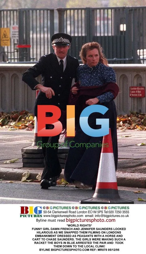 French and Saunders Filming on Embankment