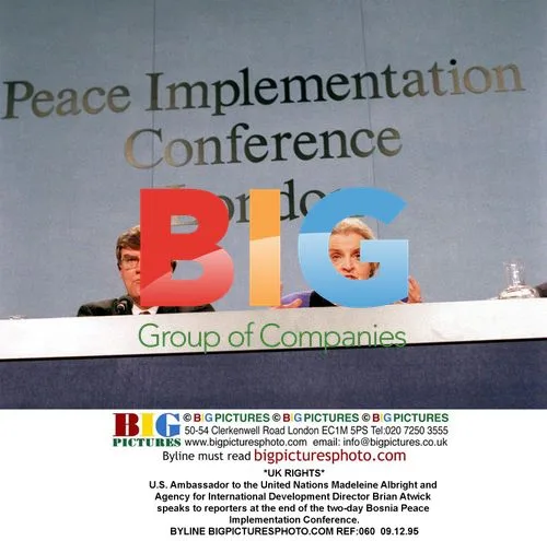 Madeleine Albright and Brian Atwick at Bosnia Peace Conference