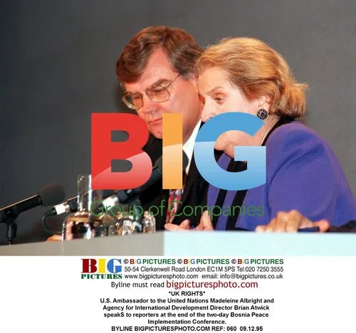 Madeleine Albright and Brian Atwick at Bosnia Peace Conference