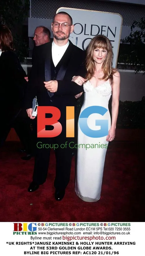 Janusz Kaminski and Holly Hunter at 53rd Golden Globes