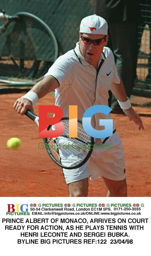 Prince Albert plays tennis with Leconte and Bubka