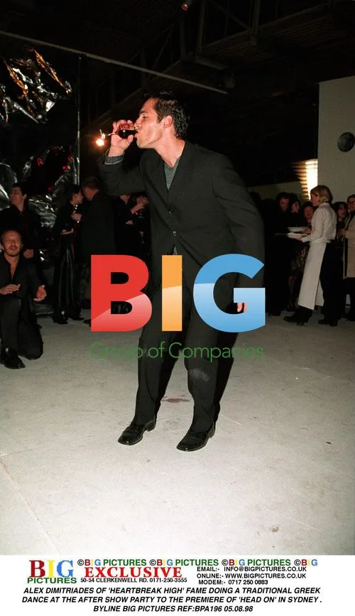 Alex Dimitriatis dancing at 'Head On' premiere party