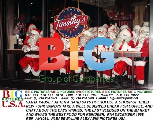 Tired New York Santas Take a Break