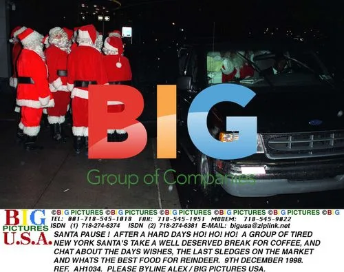 Group of Santas Take a Coffee Break