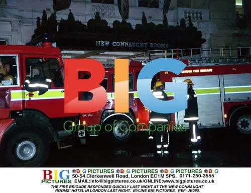 Fire brigade at Connaught Rooms hotel in London
