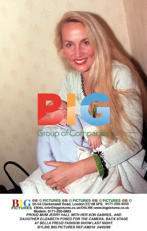 Jerry Hall and son Gabreil at Bella Freud show