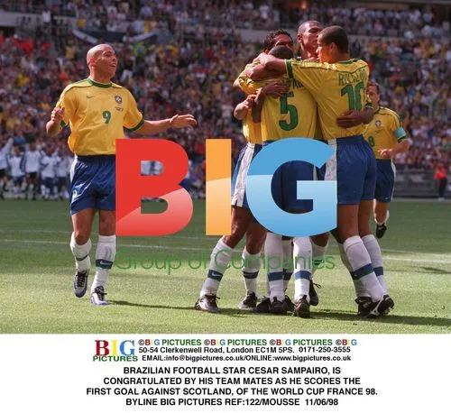 Brazilian Footballer Cesar Sampairo Scores at World Cup '98