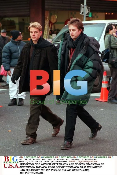 Matt Damon and John Turturro on 'Rounders' set