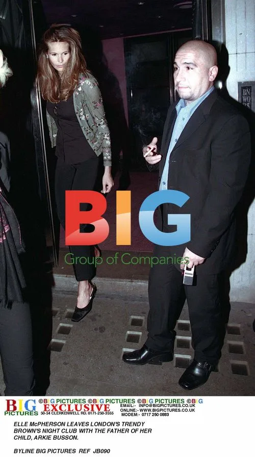 ELLE McPHERSON Leaves London Club with Arkie BUSSON