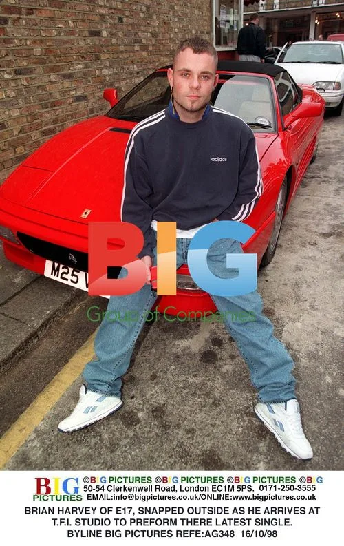 BRIAN HARVEY OF E17 ARRIVES AT T.F.I. STUDIO