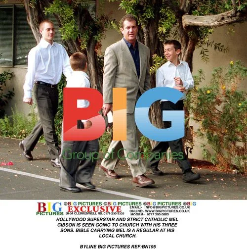 Mel Gibson Seen at Church with Sons
