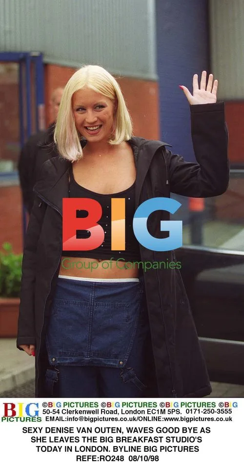 Denise Van Outen waves goodbye at Big Breakfast studio