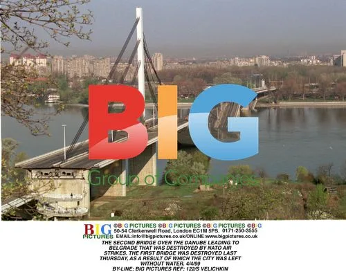 Destroyed bridge over Danube in Belgrade