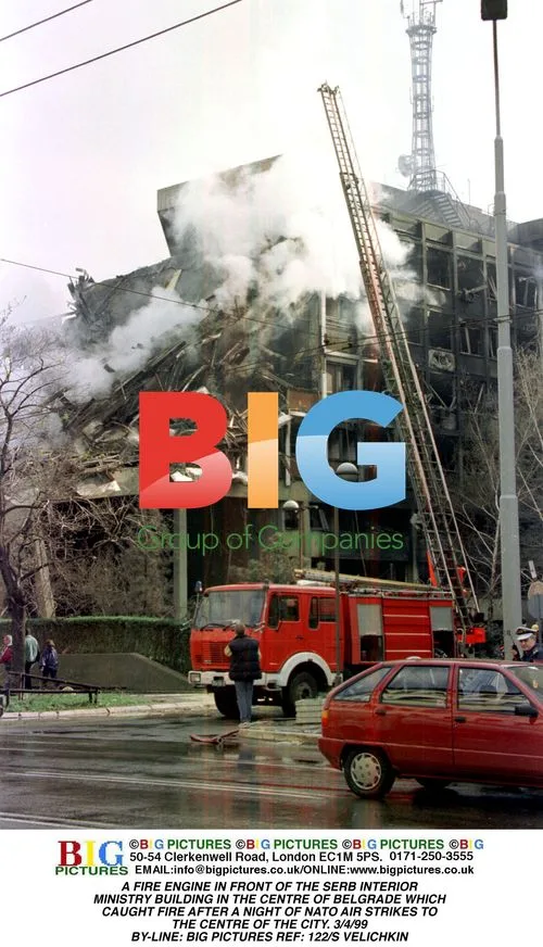 Fire Engine in Front of Serb Interior Ministry, Belgrade