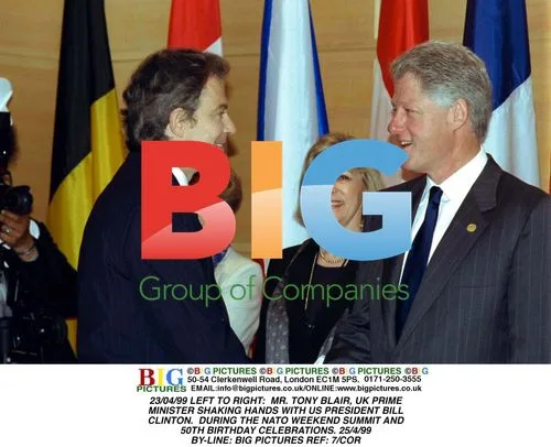 Tony Blair and Bill Clinton at NATO Summit