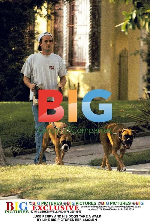 Luke Perry walks his dogs