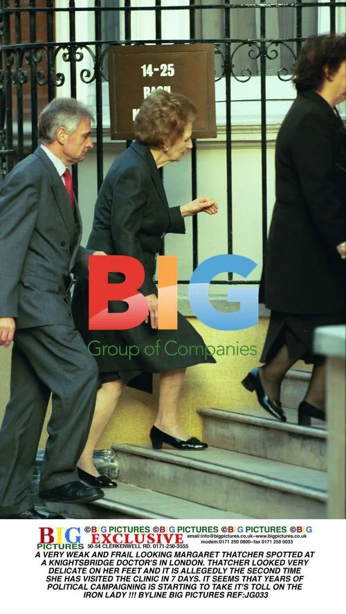 Frail-looking Thatcher Spotted at Knightsbridge Clinic