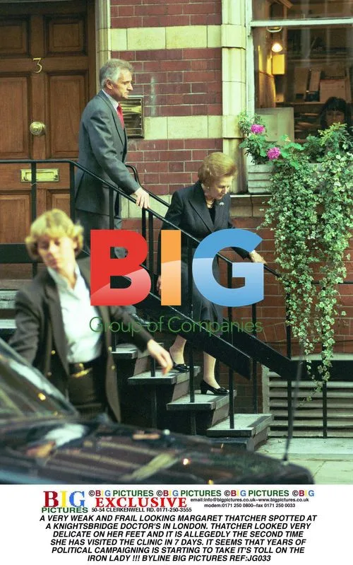 Weak and Frail Margaret Thatcher Visits London Clinic