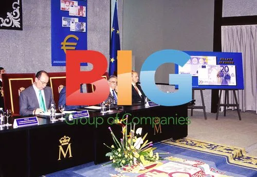 King Juan Carlos I of Spain at Euro bill presentation