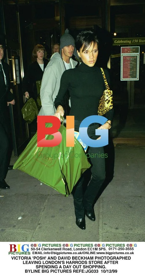 Victoria and David Beckham leave Harrods