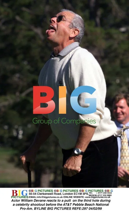 William Devane reacts to putt at Pebble Beach Pro-Am