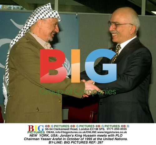 King Hussein meets Yasser Arafat at UN