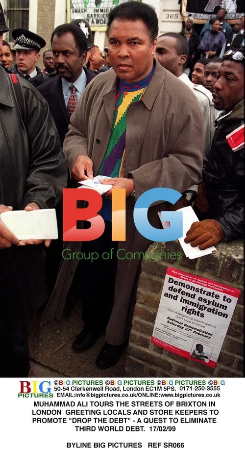 Muhammad Ali in Brixton to promote "Drop the Debt"