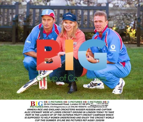 Anneka Rice, Nasser Hussein, Alec Stewart at Outspan Fruity Cricket Launch