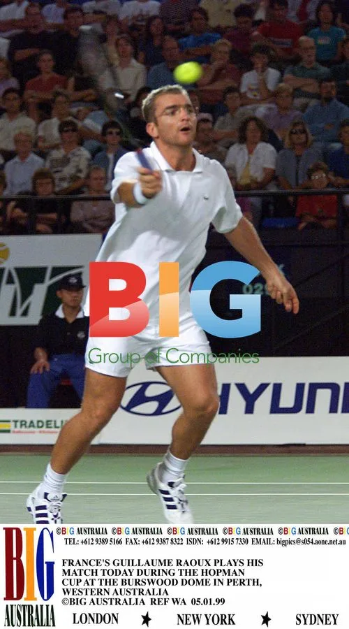 Guillaume Raoux plays at Hopman Cup in Perth